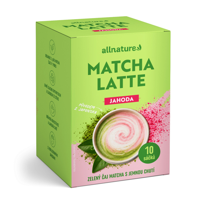 Allnature Matcha latte jahoda 10x20g