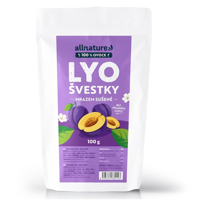 ALLNATURE Švestky sušené mrazem 100 g