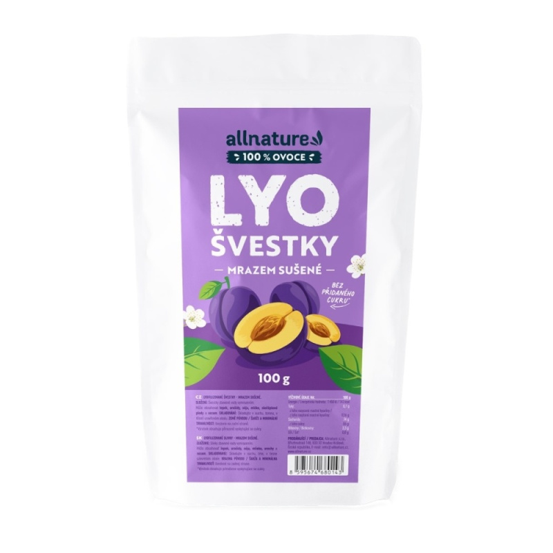 ALLNATURE Švestky sušené mrazem 100 g