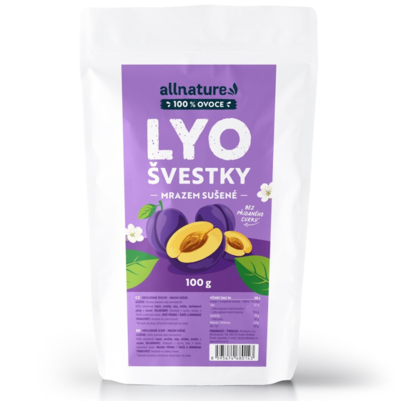 ALLNATURE Švestky sušené mrazem 100 g
