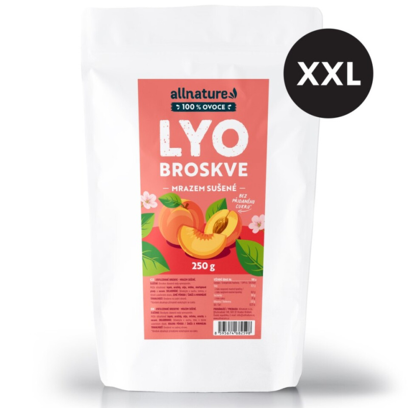 ALLNATURE Broskev sušené mrazem XXL 250 g