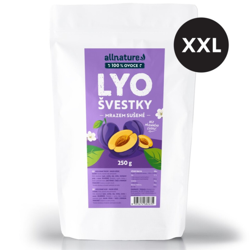 ALLNATURE Švestky sušené mrazem XXL 250 g