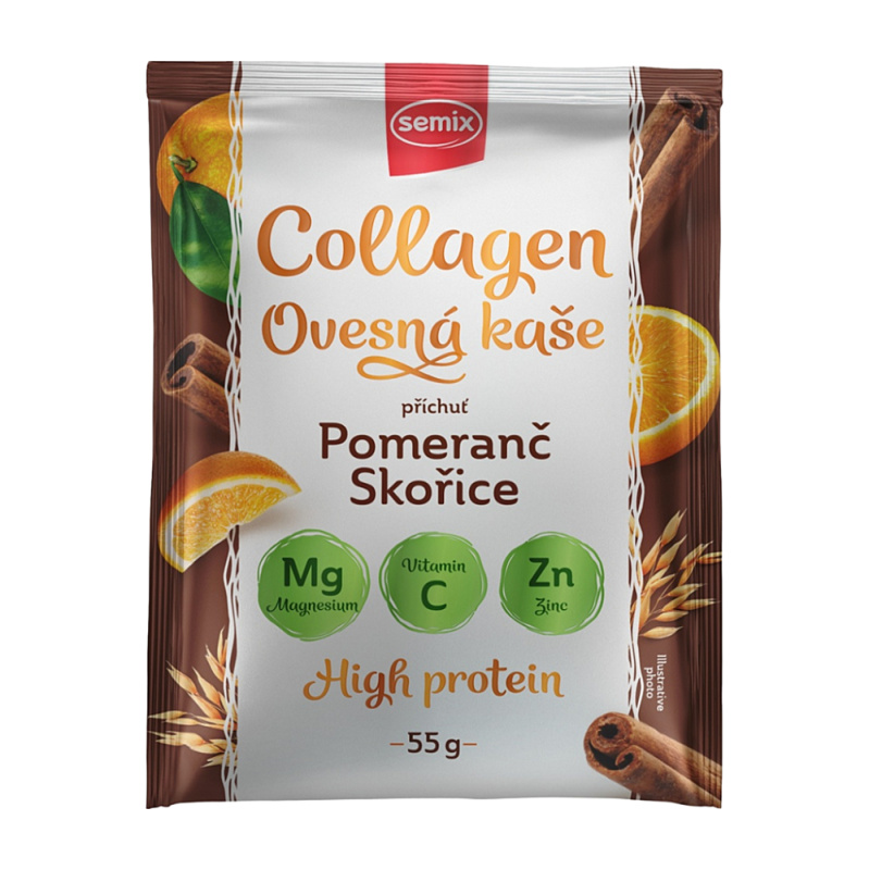 SEMIX Ovesná kaše s kolagenem s pomerančem a skořicí se sladidlem 55 g