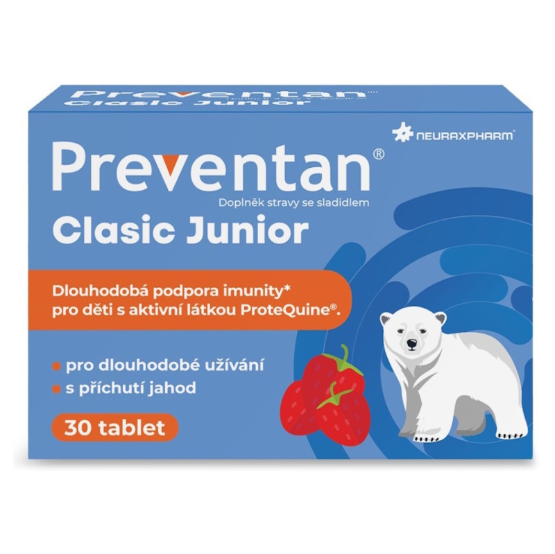 PREVENTAN Clasic junior příchuť jahoda 30 tablet