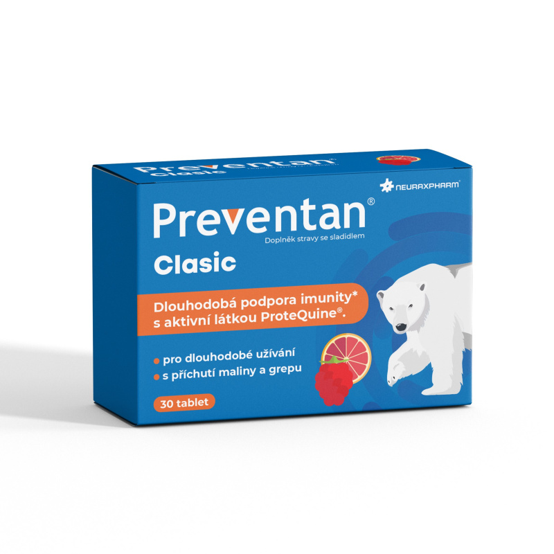 PREVENTAN Clasic s příchutí maliny a grepu 30 tablet
