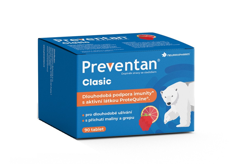 Preventan Clasic s příchutí maliny a grepu tbl.90