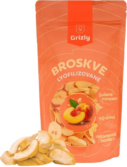 GRIZLY lyofilizované 50 g - broskve
