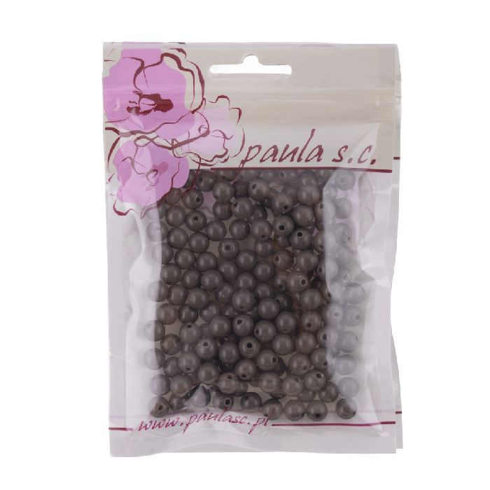 Korálky kulaté 8mm, 50g lesklé - šedé