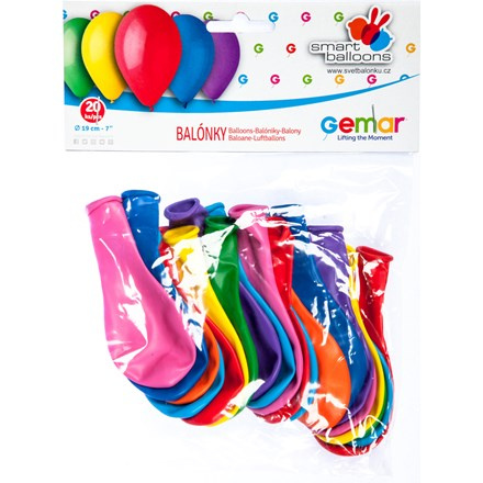 GEMAR Balónek nafukovací 19 cm mix barev 20 ks