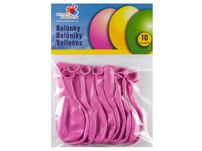 Balónek nafukovací - sada 10ks RŮŽOVÉ 26cm