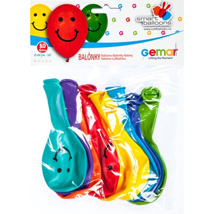 Balónek nafukovací - sada 10ks SMILE 26cm