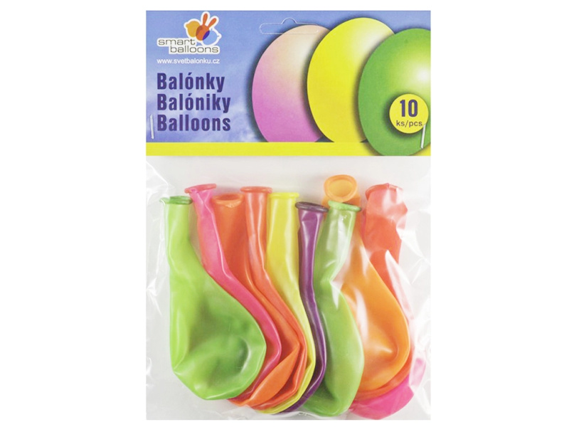 Neonové balónky nafukovací 26 cm - 10 kusů