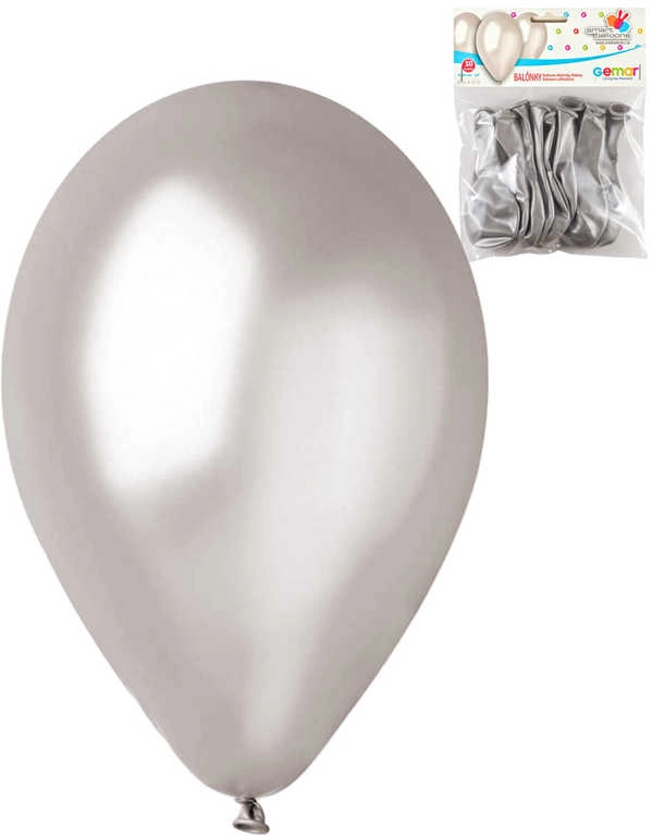 Gemar metalické stříbrné latexové balónky 26 cm - sada 10 ks