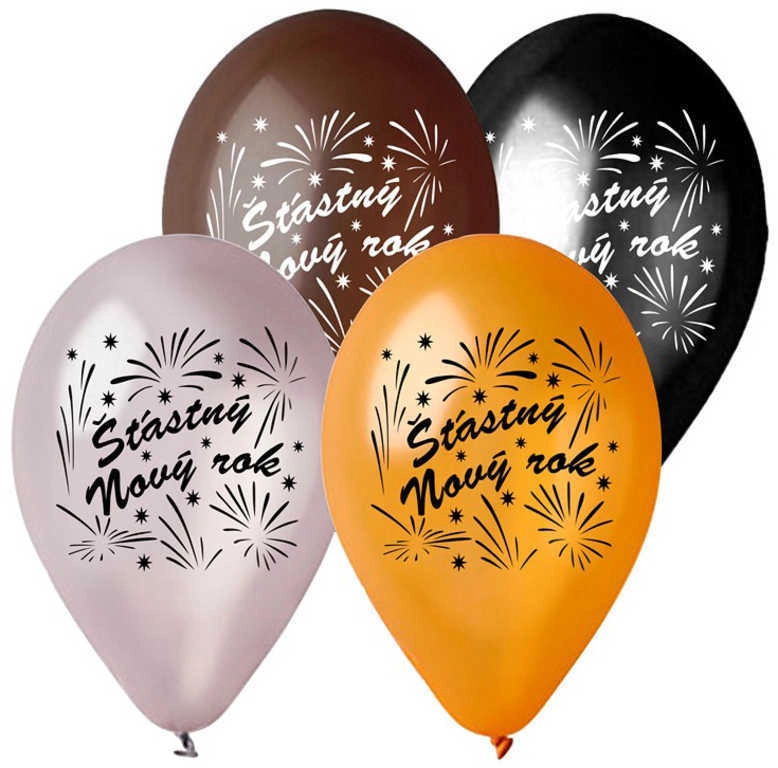 Gemar metalický latexový balónek „Šťastný nový rok“ 28 cm - 1 kus