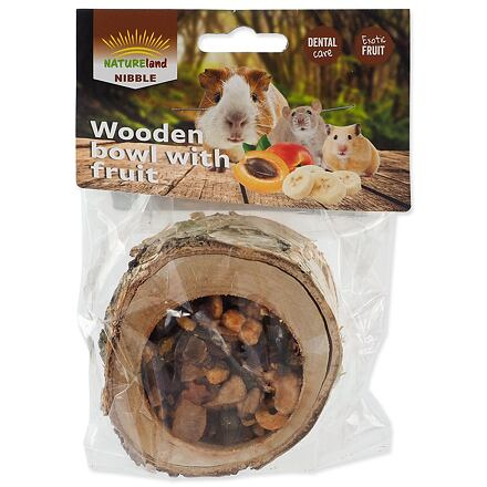 Miska NATURE LAND Nibble plněná ovocem dřevěná 120 g