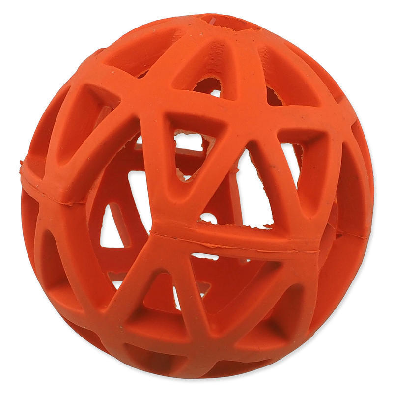 Míček DOG FANTASY děrovaný oranžový 9cm 1 ks
