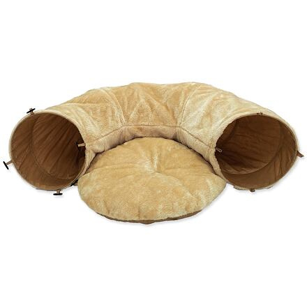 Tunel MAGIC CAT plyšový - tvar U s polštářkem béžový 95 cm