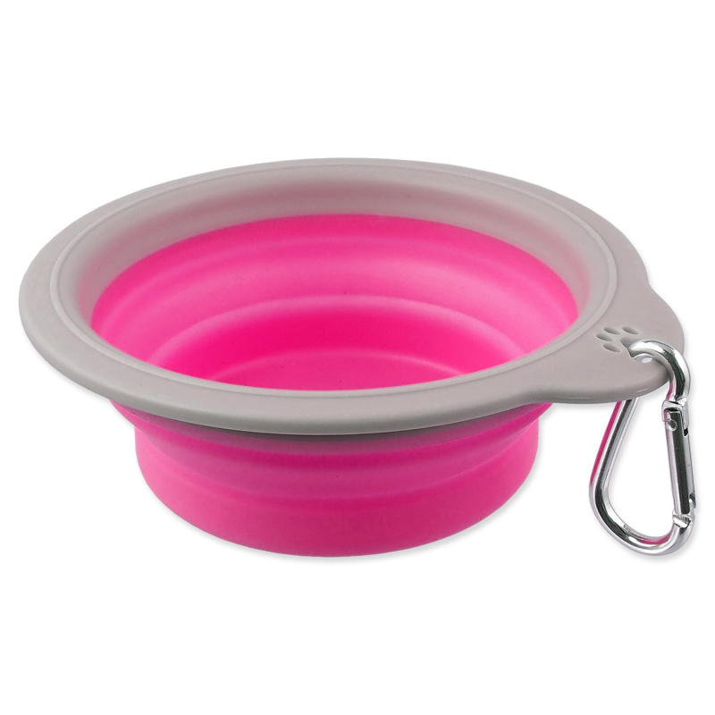 Cestovní miska DOG FANTASY skládací růžová S 1 ks