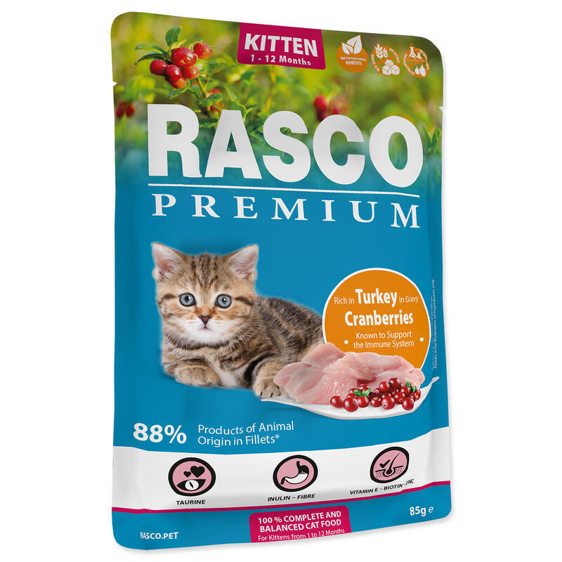 Kapsička RASCO Premium Cat Pouch Kitten, Turkey, Cranberries 85 g