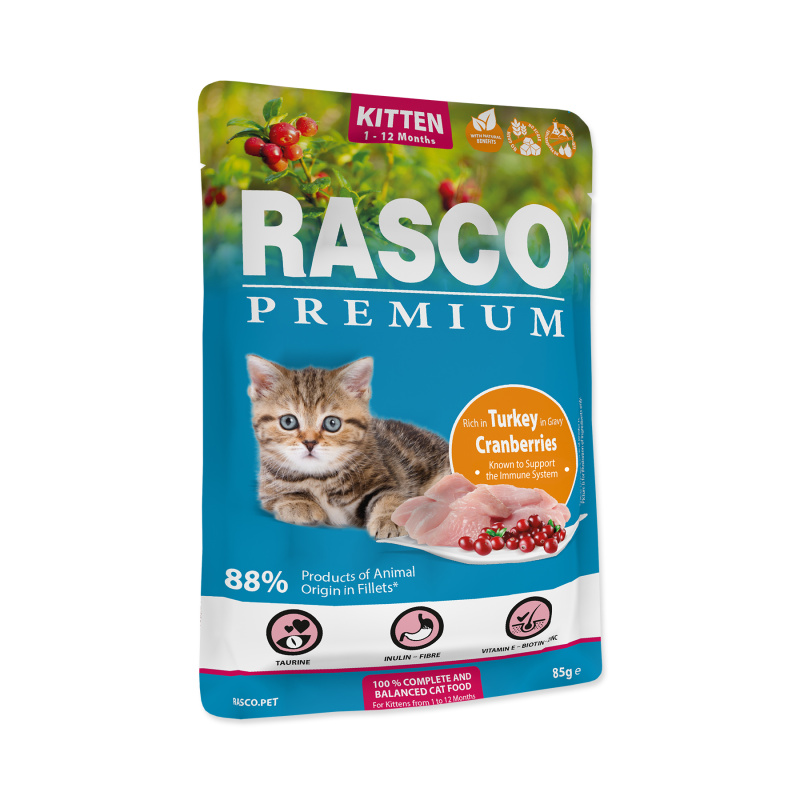 Kapsička RASCO Premium Cat Pouch Kitten, Turkey, Cranberries 85 g