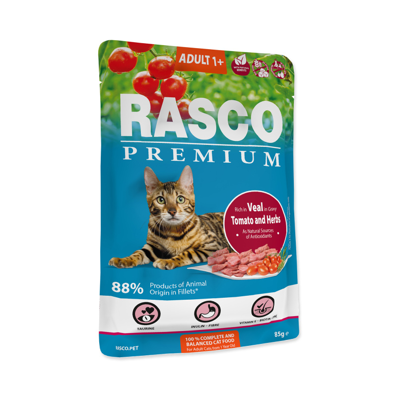 Kapsička RASCO Premium Cat Pouch Adult, Veal, Hearbs 85 g