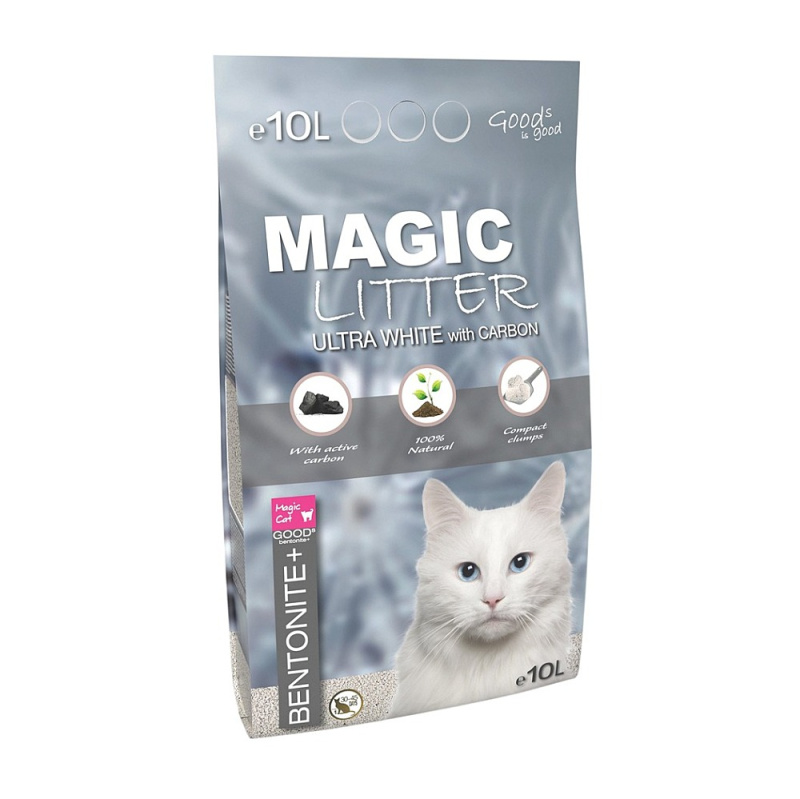 Kočkolit MAGIC LITTER Bentonite Ultra White with Carbon 10 l