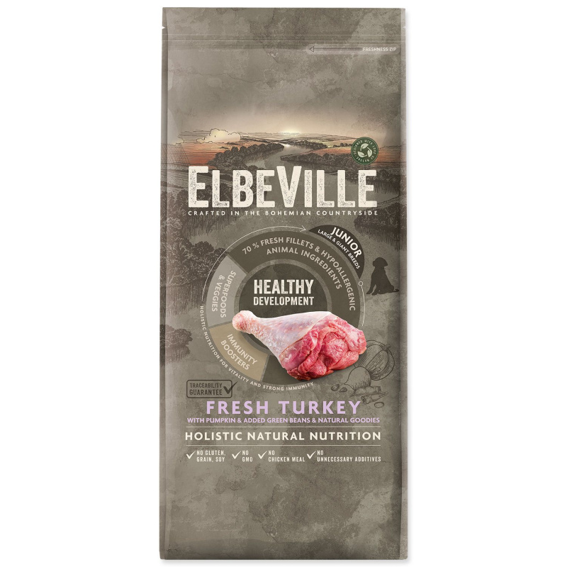 ELBEVILLE Healthy Development Fresh Turkey granule pro štěňata 11,4 kg
