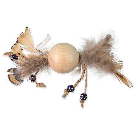 Hračka MAGIC CAT Wooden Toy kulička s pírky mix 16 cm