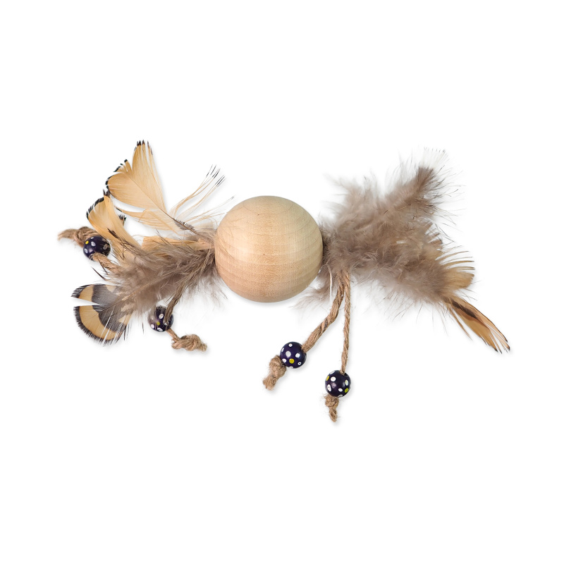 Hračka MAGIC CAT Wooden Toy kulička s pírky mix 16 cm
