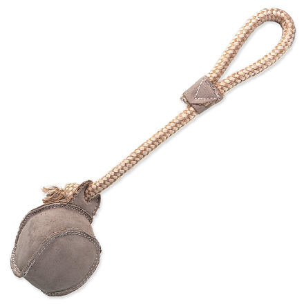 Hračka DF Dura-fused kůže a juta míšek s lanem pískací 32cm
