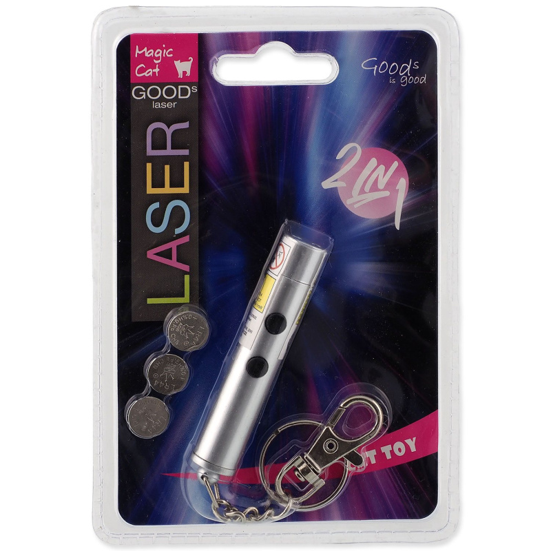 Hračka MAGIC CAT Laser ukazovátko a baterka 2v1 7 cm