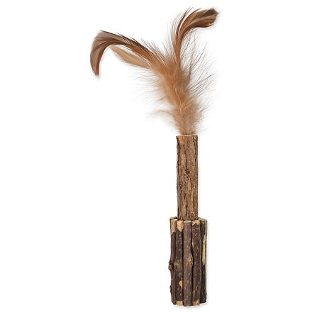 Hračka MAGIC CAT Natural Fun dřívko s přírodními pírky 15 cm