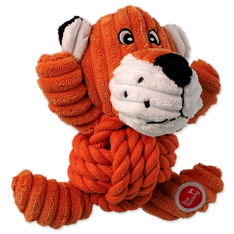 Hračka DOG FANTASY Safari tygr s uzlem pískací 18 cm
