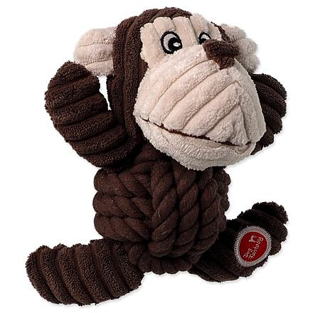Hračka DOG FANTASY Safari opice s uzlem pískací 18 cm