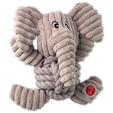 Hračka DOG FANTASY Safari slon s uzlem pískací 18 cm
