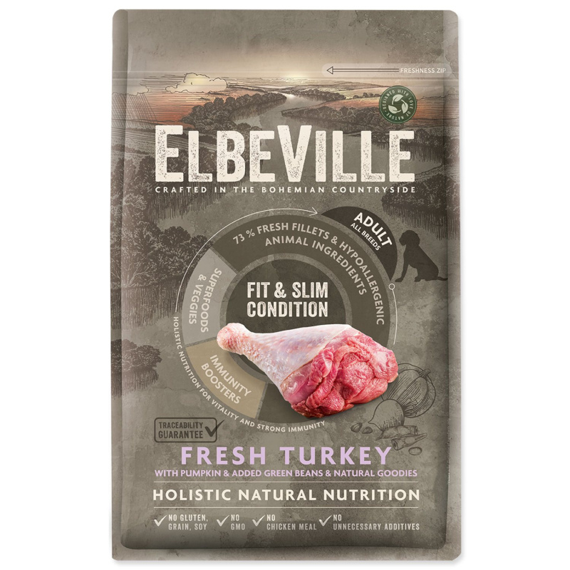 ELBEVILLE Fit and Slim Condition Fresh Turkey granule pro psy, Hmotnost balení (g): 4 kg