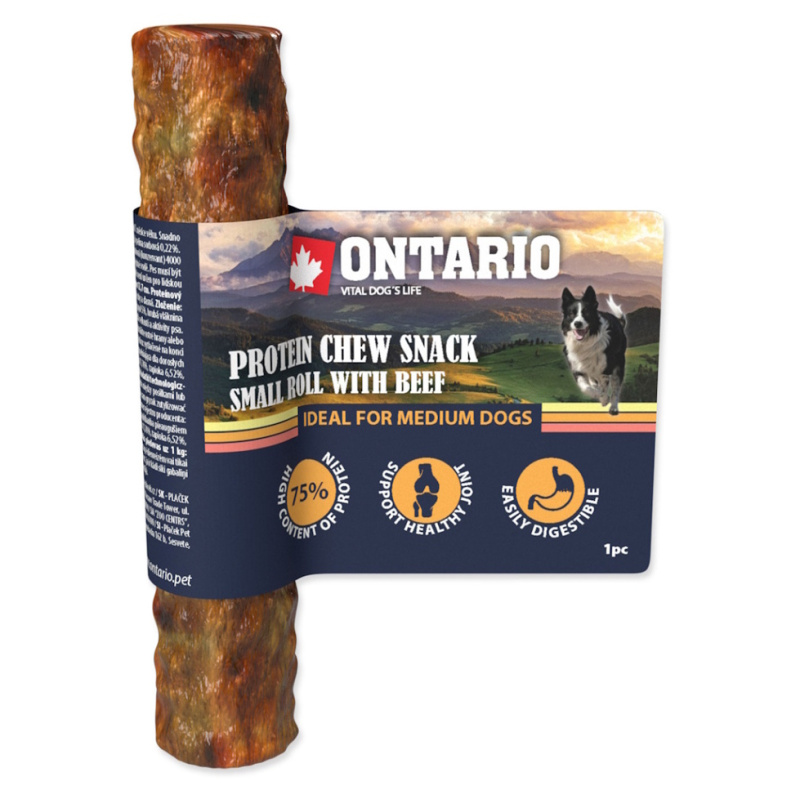 Pochoutka Ontario Protein hovězí, žvýkací rolka S 12,7cm