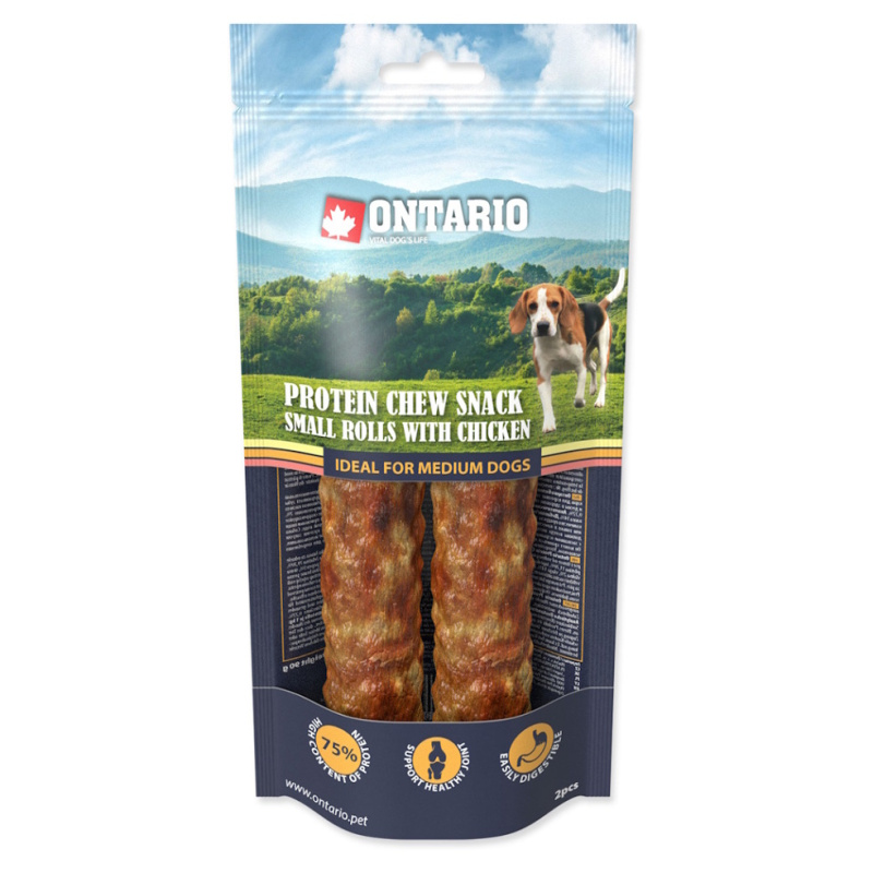 Pochoutka Ontario Protein kuře, žvýkací rolka S 2ks 12,7cm