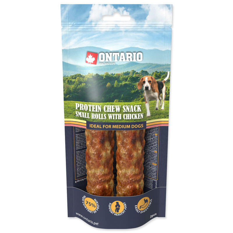 Pochoutka Ontario Protein kuře, žvýkací rolka S 2ks 12,7cm