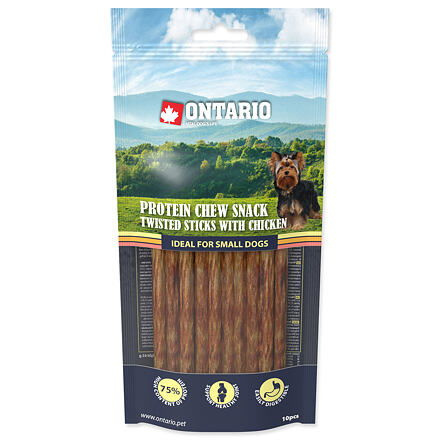Pochoutka Ontario Protein kuře, žvýkací kroucená tyčinka 10ks 12,7cm