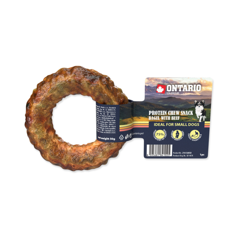 Pochoutka Ontario Protein hovězí, žvýkací bagel 8,9cm