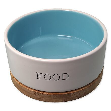 Miska DF keramická bílá/modrá FOOD s podtáckem 13x5,5cm, 400ml