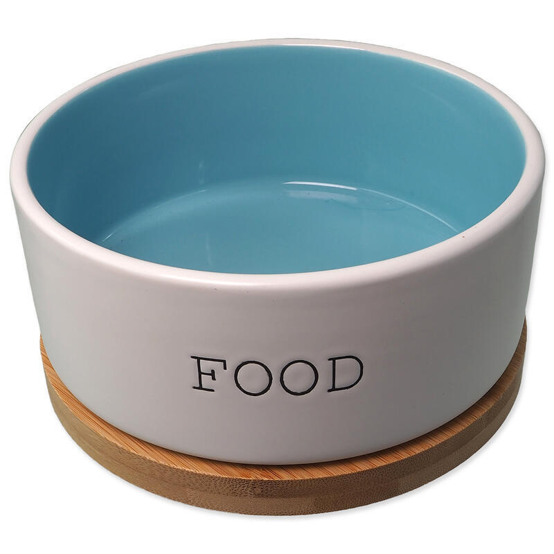 Miska DF keramická bílá/modrá FOOD s podtáckem 16x6,5cm, 850ml