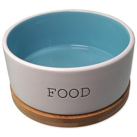Miska DF keramická bílá/modrá FOOD s podtáckem 16x6,5cm, 850ml
