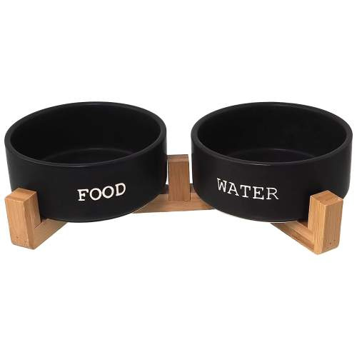 Set DF misky keramické se stojanem černé 2x 16x6,5cm, 850ml