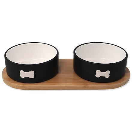 Set DF misky keramické s podtáckem černé kost 2x 13x5,5cm, 400ml