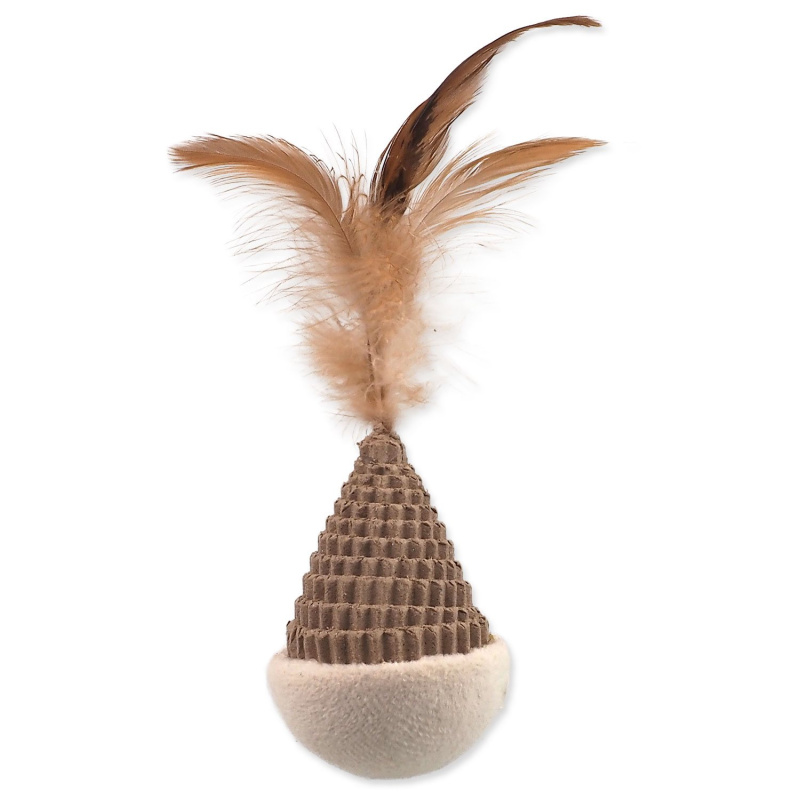 Hračka MC Natural Fun kužel s pírky karton/plyš bílá 6 cm