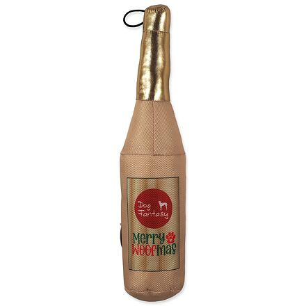 Hračka Dog Fantasy Winter Tale láhev ozdoba pískací, šustící zlatá 28cm