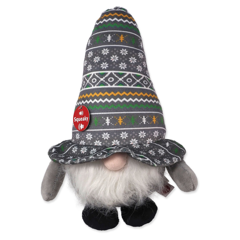 Hračka Dog Fantasy Winter Tale trpaslík pískací šedivý 30cm