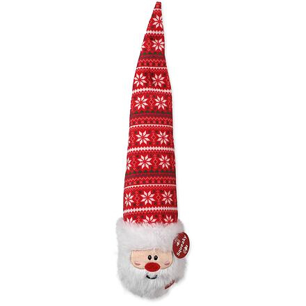 Hračka Dog Fantasy Winter Tale koule s čepicí červená, pískací  38cm